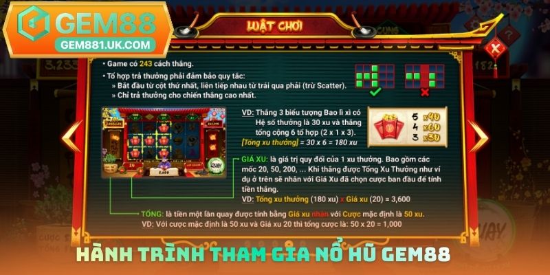 Hành trình tham gia nổ hũ Gem88