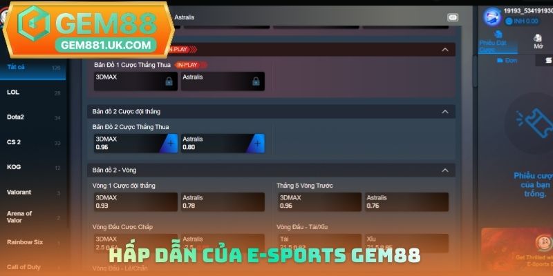 Hấp dẫn của E-sports Gem88